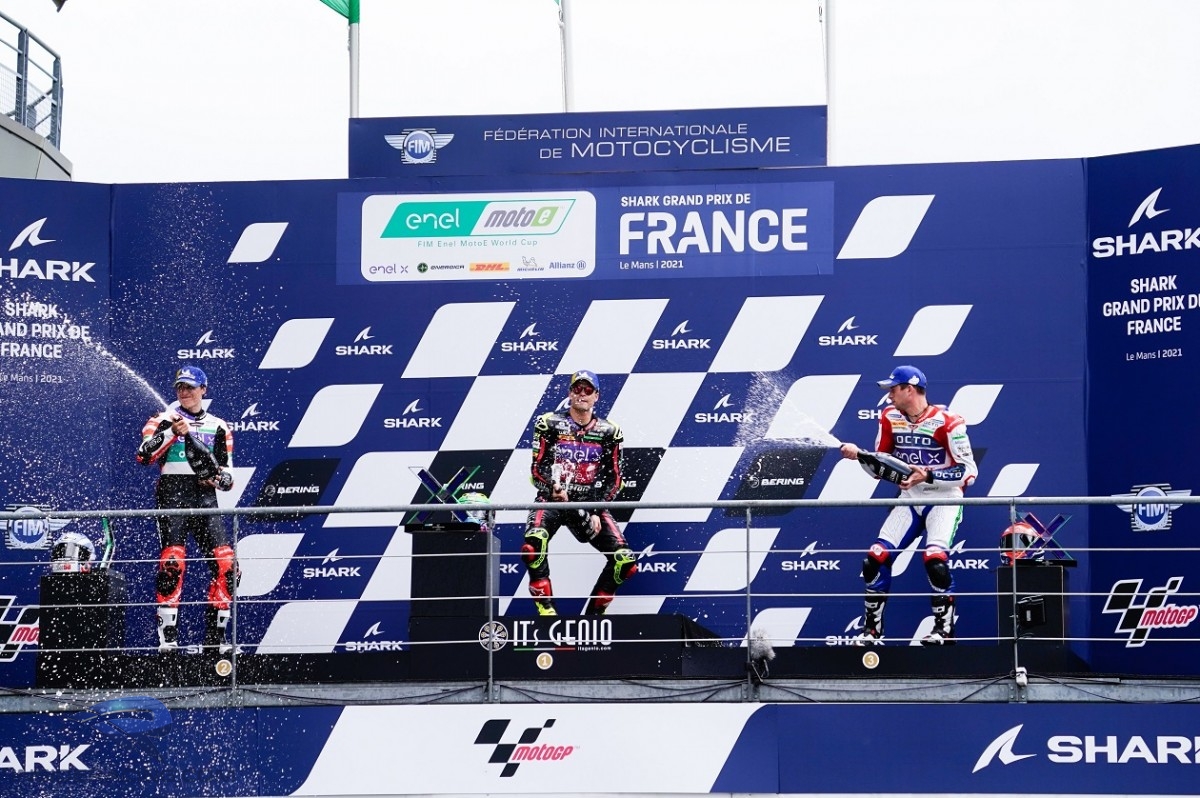 MotoE podium Casadei Granado and Zaccone - InsideRacing.com MotoE podium Casadei Granado and Zaccone