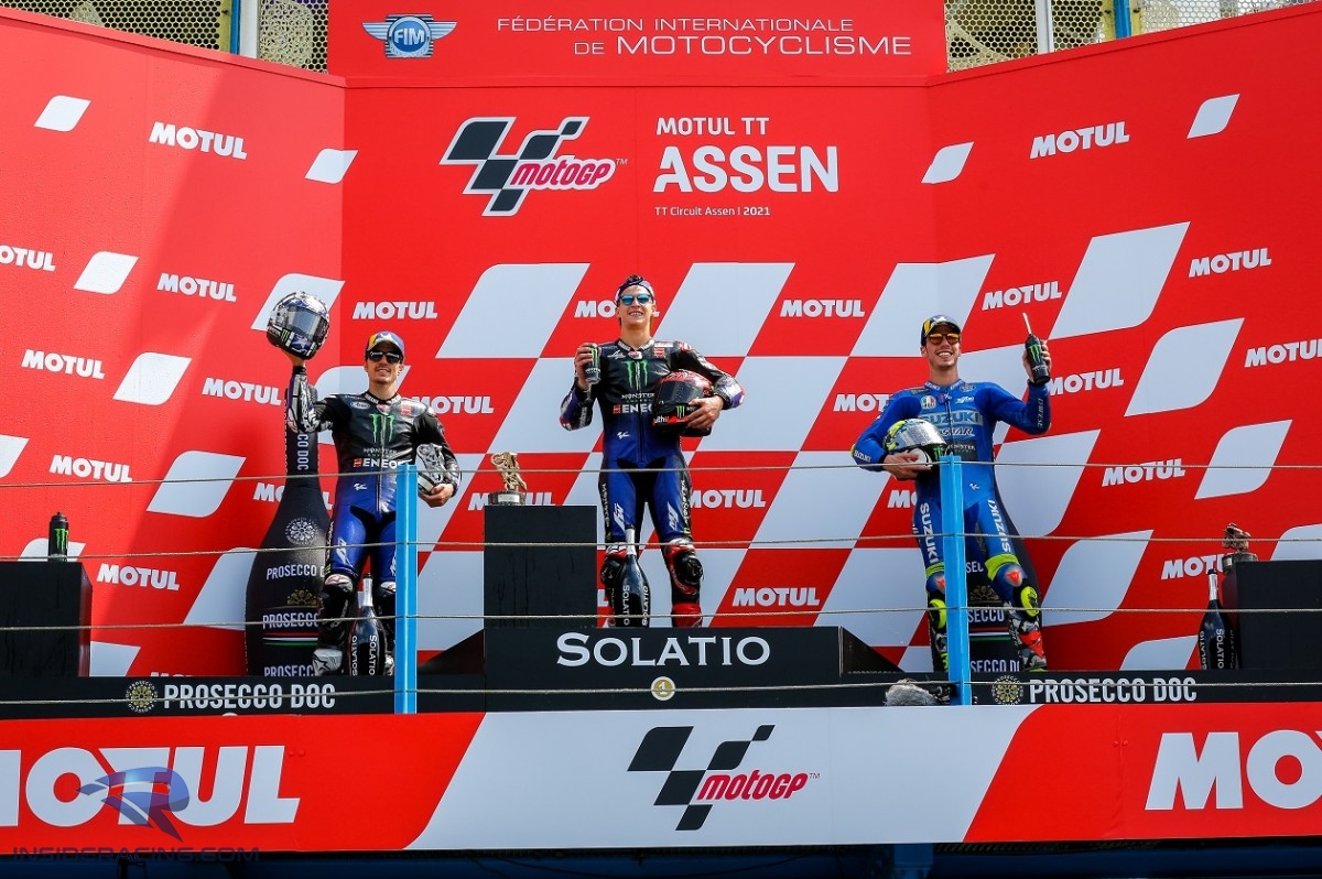 MotoGP podium Vinales Quartararo and Mir - InsideRacing.com MotoGP podium Vinales Quartararo and Mir